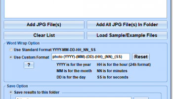 JPG Rename Multiple Files Based On Date Taken Software screenshot