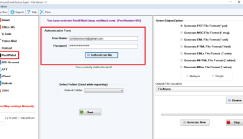 ToolsGround Rediffmail Backup Expert Software screenshot