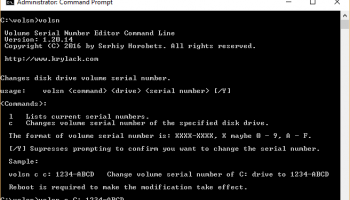 Volume Serial Number Editor Command Line screenshot
