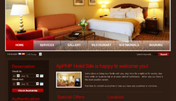 ApPHP Hotel Site web reservation system screenshot