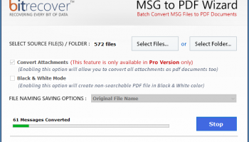 Convert Outlook 2013 MSG to PDF screenshot