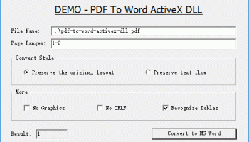 AzSDK PDF To Word ActiveX DLL screenshot