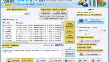BlackBerry Mobile Text SMS Tool screenshot