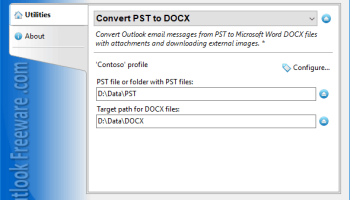 Convert PST to DOCX for Outlook screenshot