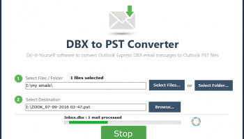 ZOOK DBX to PST Converter screenshot