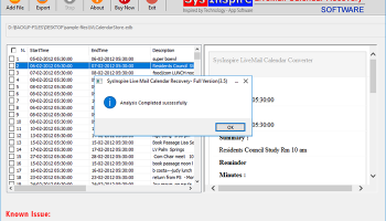 SysInspire Live Mail Calendar Recovery screenshot