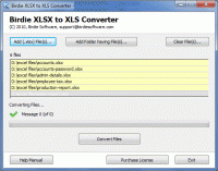Birdie Batch XLSX to XLS Converter screenshot