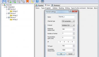 Modbus OPC server screenshot