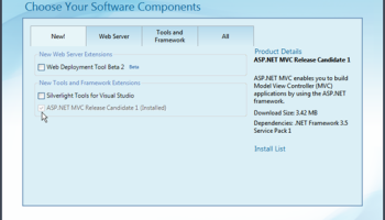 Microsoft Web Platform Installer screenshot