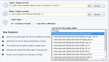 Softaken Split vCard screenshot