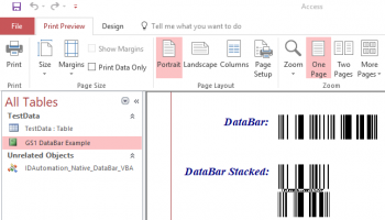 Access GS1 DataBar Barcode Generator screenshot