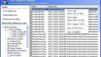 Eusing Free Registry Cleaner screenshot