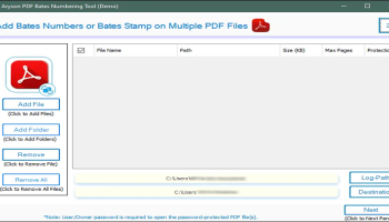Aryson PDF Bates Numbering Tool screenshot