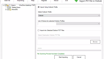 vMail Import PST File to Outlook screenshot