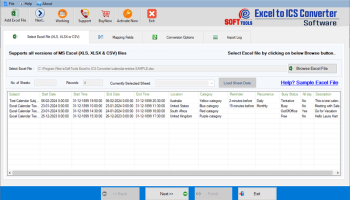 eSoftTools Excel to ICS Converter screenshot