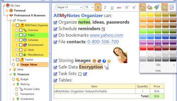 AllMyNotes Organizer Deluxe Edition screenshot