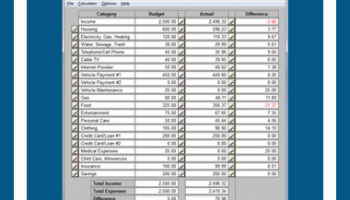 Budget Worksheet screenshot
