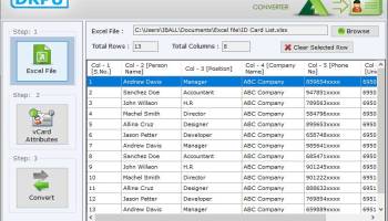 Excel to vCard screenshot