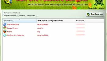 MSN Live Password Decryptor screenshot