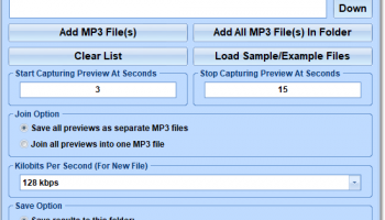 Create Preview Of Multiple MP3 Files Software screenshot