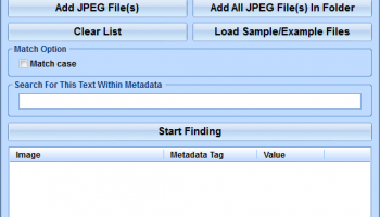JPG Search Multiple Files By Metadata Software screenshot