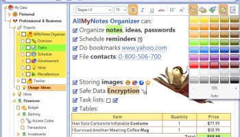 AllMyNotes Organizer Portable screenshot