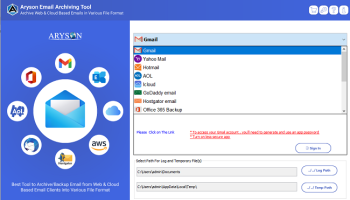 Aryson Email Archiving Tool screenshot