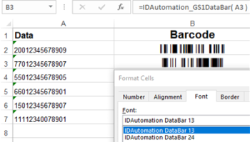 GS1 DataBar Barcode Font Package screenshot