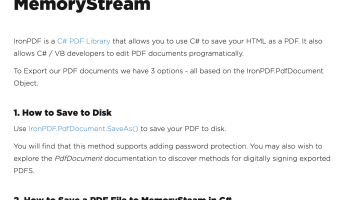 C# Export PDFs and Save to MemoryStream screenshot