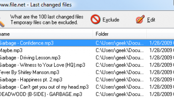 Last Changed Files screenshot