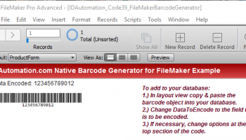 Filemaker Code 39 Generator screenshot