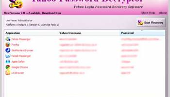 Yahoo Password Decryptor screenshot