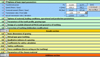 MITCalc Bevel Gear Calculation screenshot