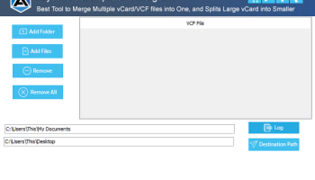Aryson vCard Splitter and Merger screenshot