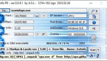 ExEinfo PE Win32 bit identifier screenshot