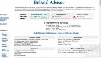 Belarc Advisor screenshot