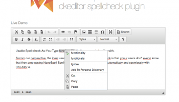 CKeditor SpellCheck screenshot