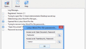 Lotus Word Pro Password screenshot