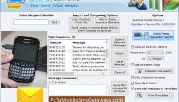 Blackberry Mobile SMS Software screenshot