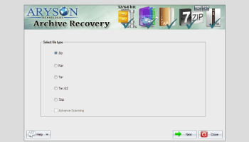 Aryson Archive Recovery screenshot