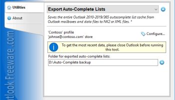 Export Auto-Complete Lists for Outlook screenshot