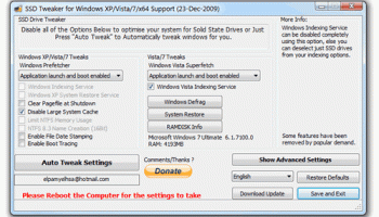 SSD Tweaker screenshot