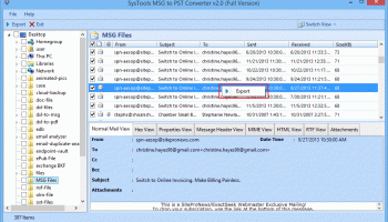 Export MSG to PST screenshot
