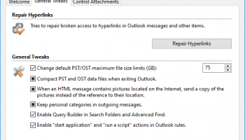 ReliefJet Tweaker for Outlook screenshot