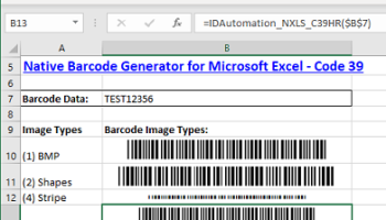 Excel Code 39 Barcode Generator screenshot
