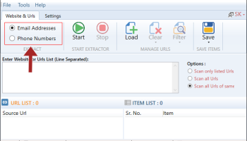 Web Phone and Email Extractor screenshot