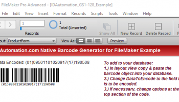 Filemaker Code 128 Generator screenshot