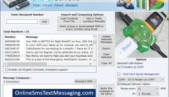 Modems Text Messaging Program screenshot