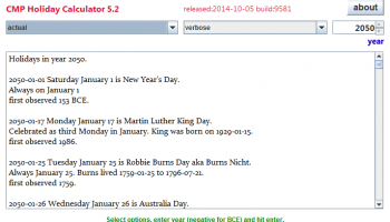 Holiday Calculator screenshot