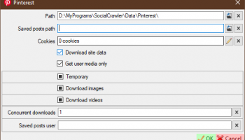 Social networks crawler screenshot